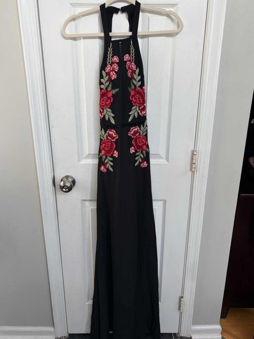 Luxxel Halter Neck Floral Embroidered Maxi Dress - Picture 2 of 9